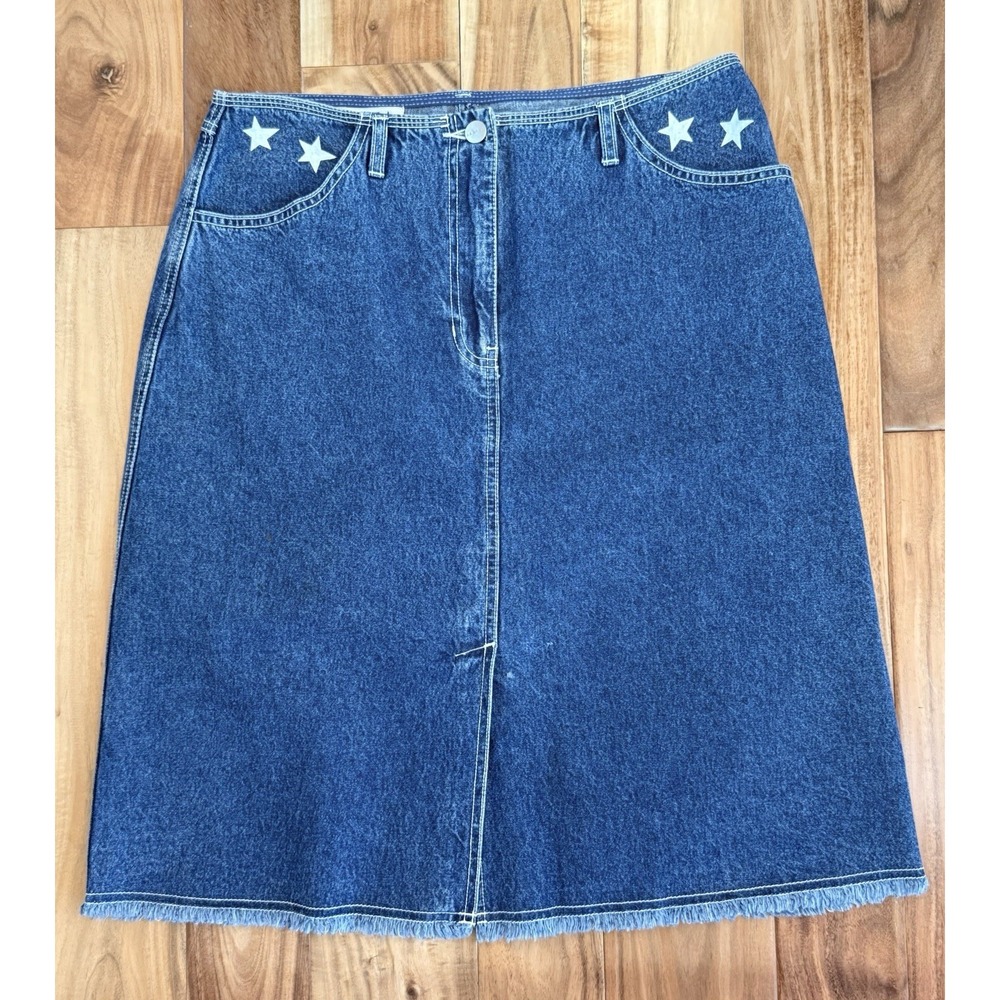 AMI Denim Skirt Women's Stretch Boho City Chic Stars Blue 12